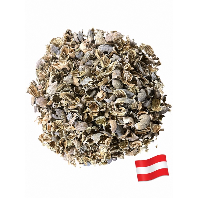 Coarsely broken Austrian dried poppy heads in a natural textural mix, sold per kilo